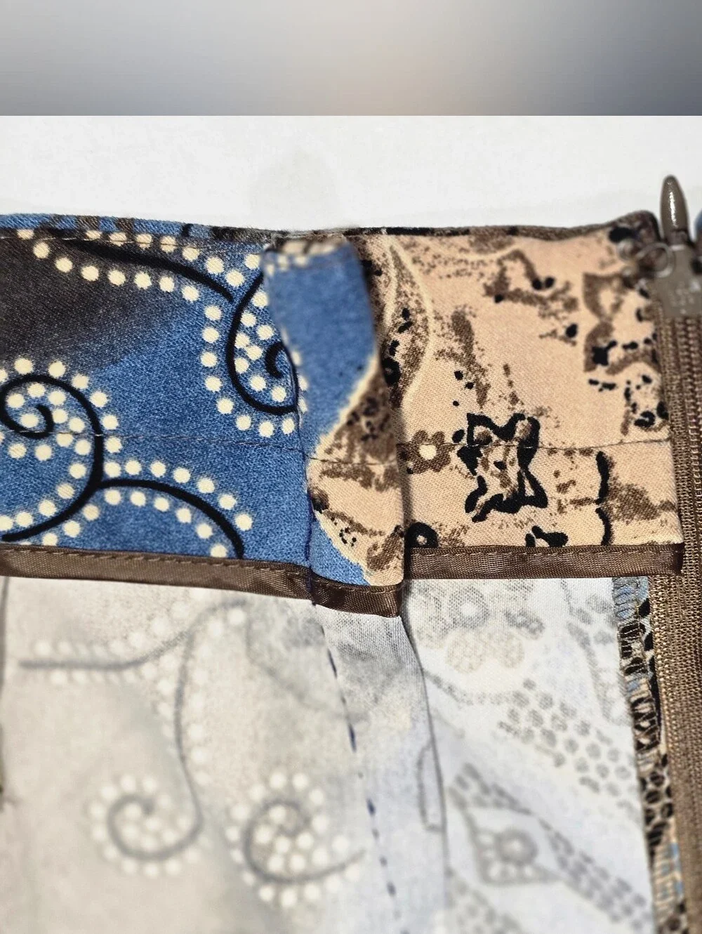 CJ Banks Size 24 Blue & Tan Decorative Paisley Long Skirt - Prairie Cottagecore